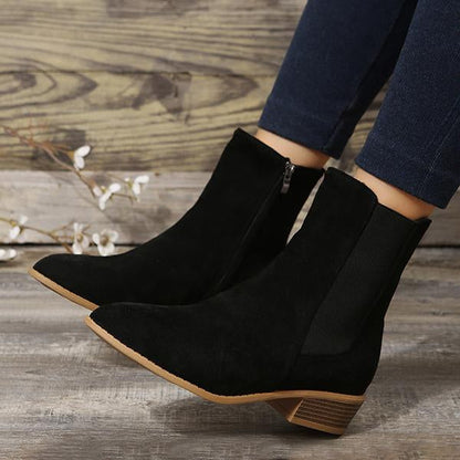 Women's Casual Suede Pointed Toe Ankle Boots 70448921S