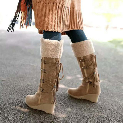 Warm Wedge Heel Snow Knee High Boots