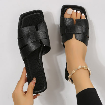 Women's Minimalist Square Toe Flat Sandals