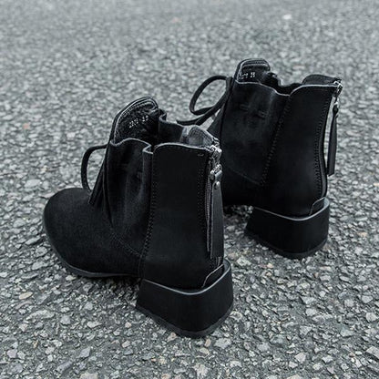 Women's Fashion Lace-Up Bow Chunky Heel Booties 16335821S