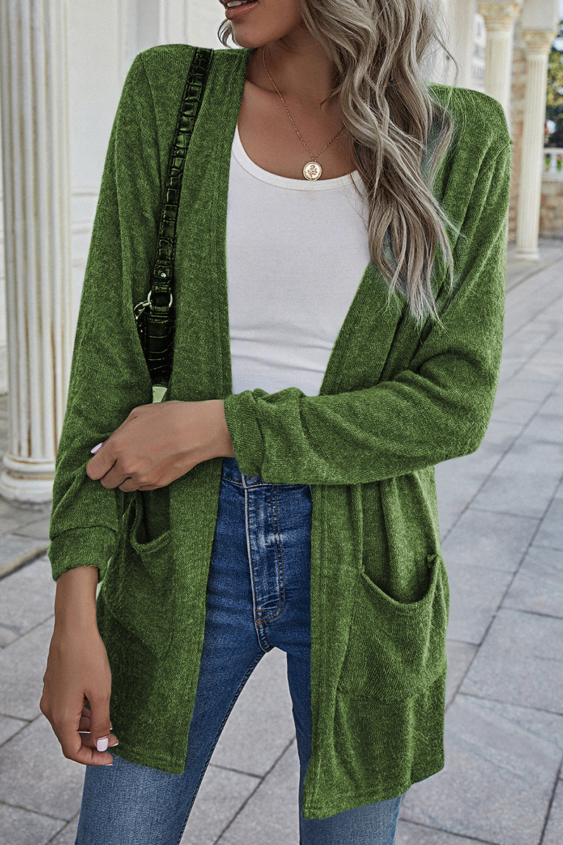 Casual Solid Split Joint Cardigan Collar Tops(3 colors)