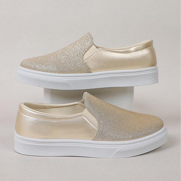 Women's Casual Sequined Slip-on Elastic Flat Sneakers 46205840S