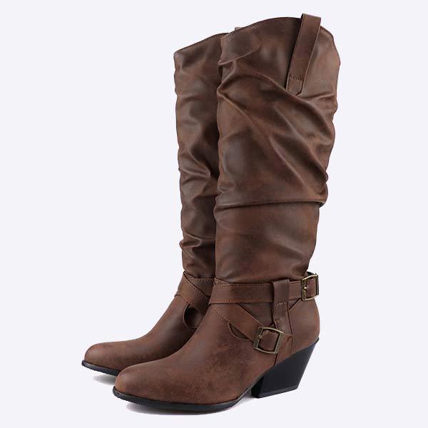 Women'S Chunky Heel High Boots 20745697C