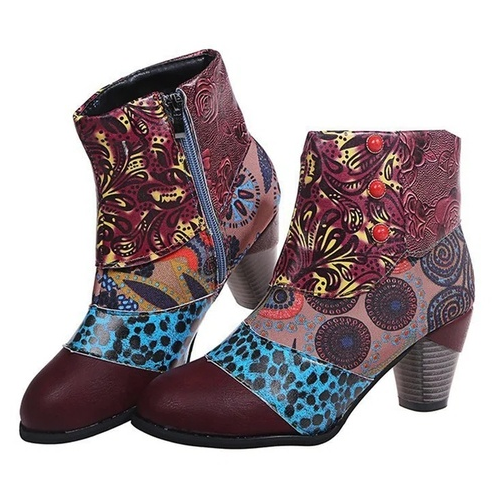 Personality Ethnic Stitching Booties