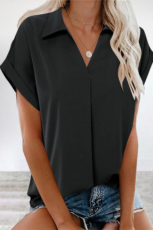 Work Simplicity Solid V Neck Tops(5 Colors)