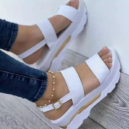 Non Slip Casual Outdoor Sandals for Women - Ankle Buckle Strap and Platform Design