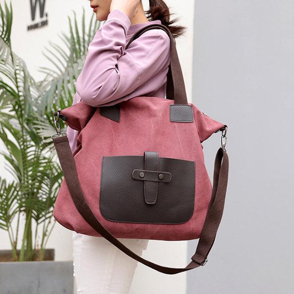 KVKY Canvas Crossbody Bag Large Capacity Patchwork Tote Bag