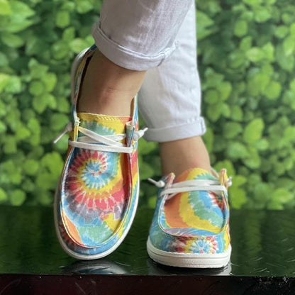 Women's Colorful Tie-Dye Series Flat Canvas Shoes 18493943C