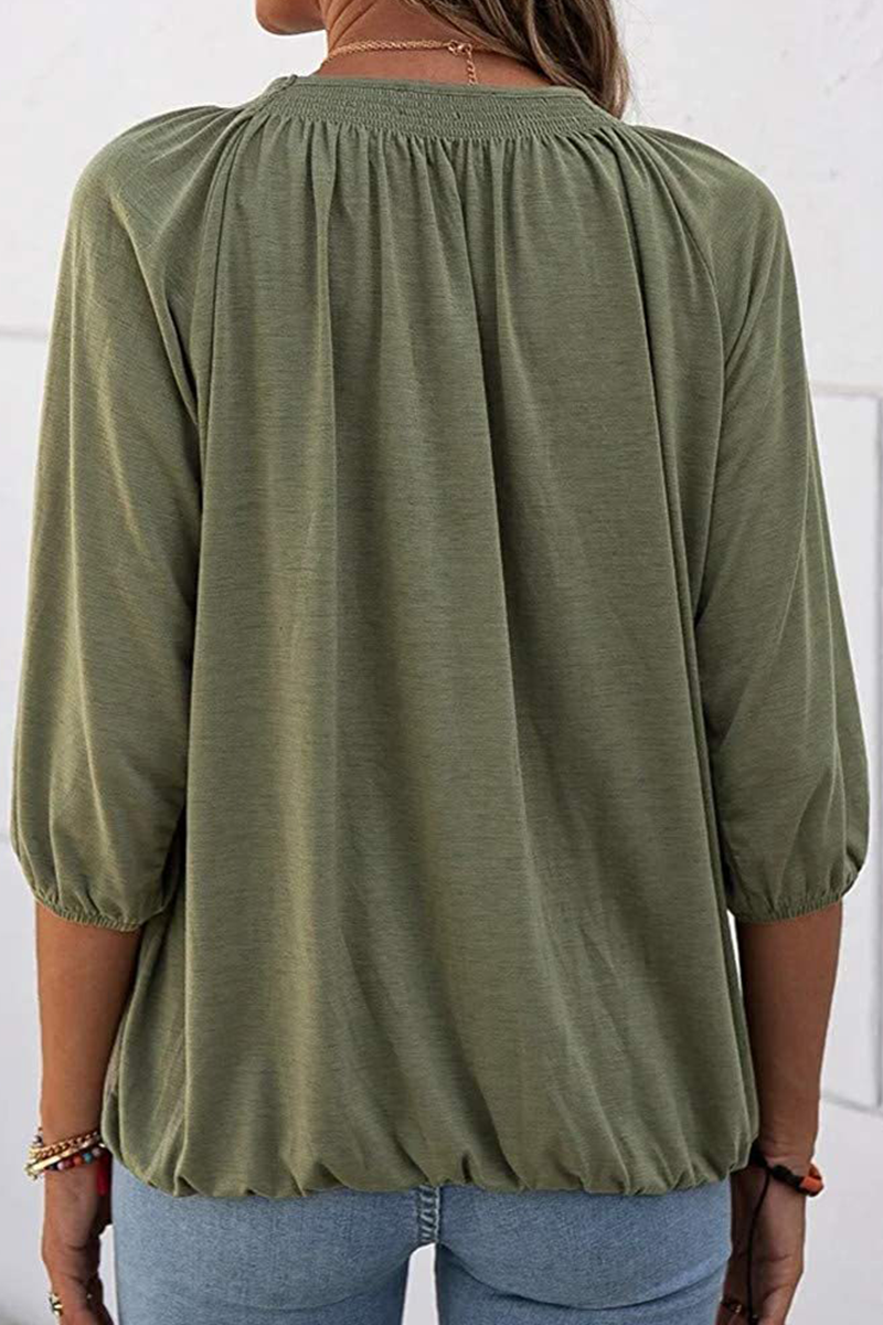 Casual Solid Split Joint O Neck Tops(7 colors)