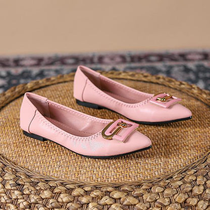 Women's Elegant Pointed Toe Barbie Pink Flats 63479448S