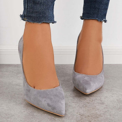 Classic Suede Pointed Toe Dress Pumps Stiletto High Heels