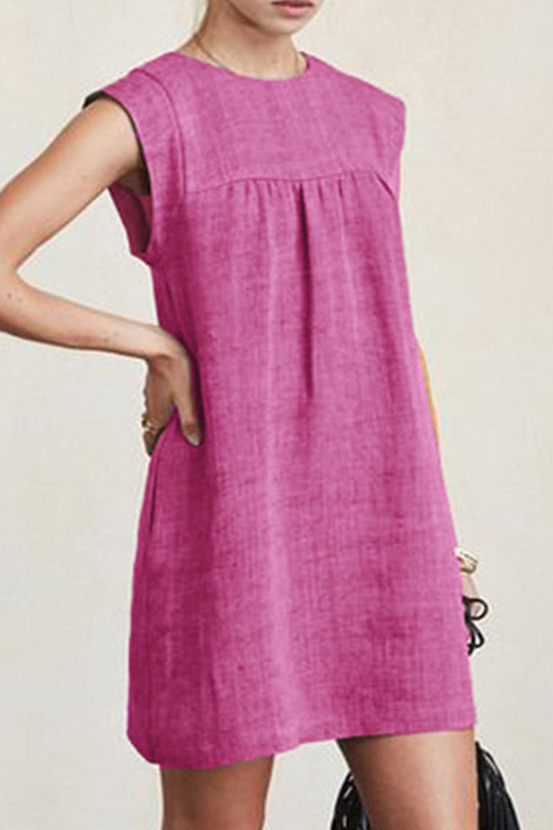 Casual Solid Solid Color O Neck A Line Dresses