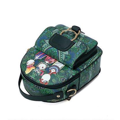 Bohemian Forest Cartoon Pattern Backpack Female Crossbody Bag
