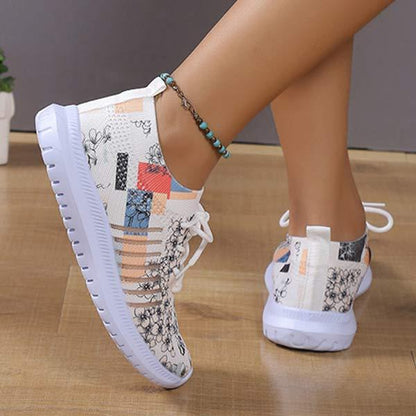 Women's Flat Lace-Up Running Shoes 3d Printed Slip-On Loafers 48743769C