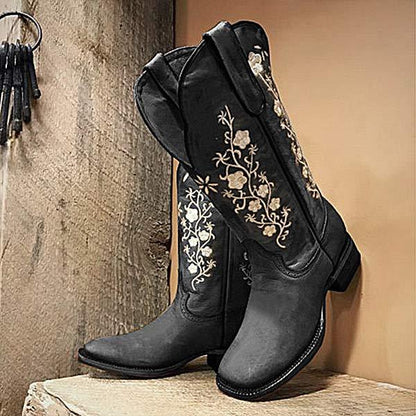 Women'S Embroidered Sleeve Vintage Rider Boots 82694045C