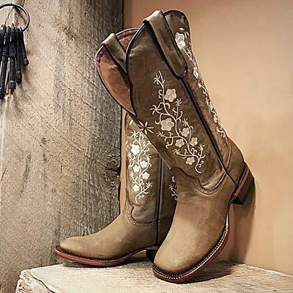 Women'S Embroidered Sleeve Vintage Rider Boots 82694045C