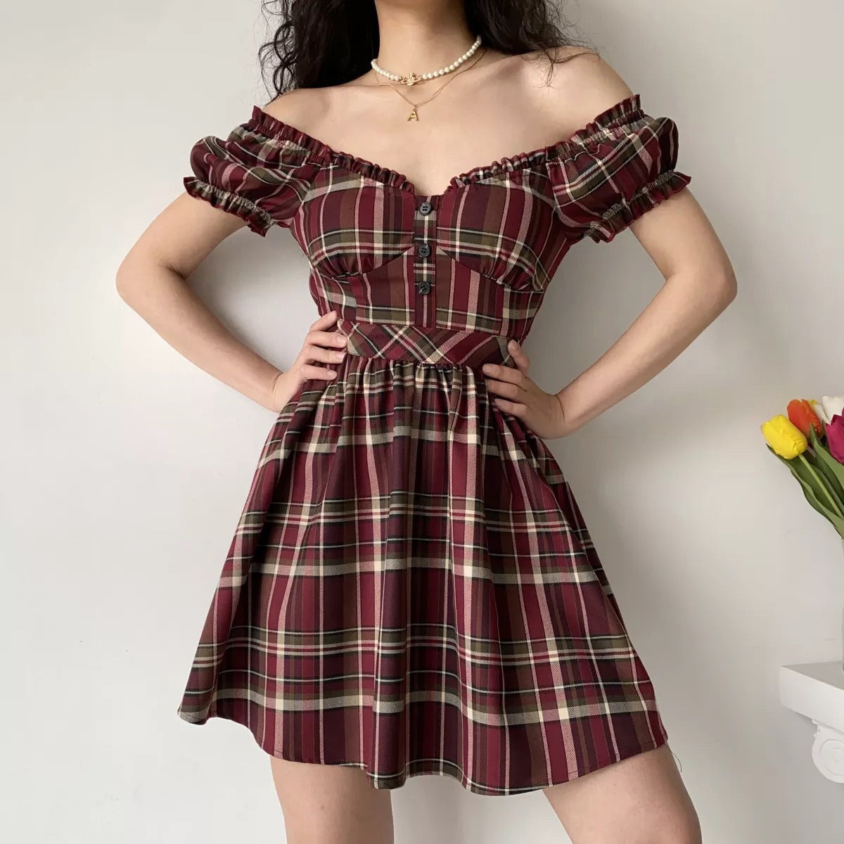 Zandria Plaid Bustier Dress ~ HANDMADE