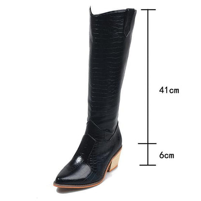 Women's Fashion Casual Chunky Heel Knee Boots 53530546S