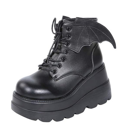Women's Platform Dark Gothic Wing Wedge Booties 95545489C