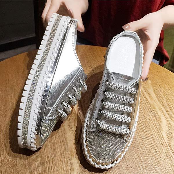 Women's Flat Rhinestone Thick Sole Casual Slippers 13542526C