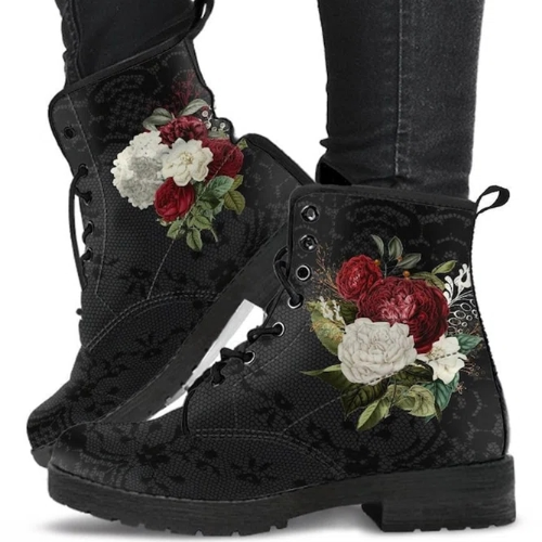 Simple Flower And Leaf Martin Boots