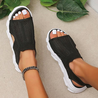 Women's Knit Elastic Slip-On Platform Sandals 86391564C