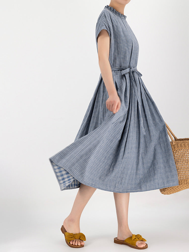 Soft Cotton Loose Midi Dress With Back Button Fastening