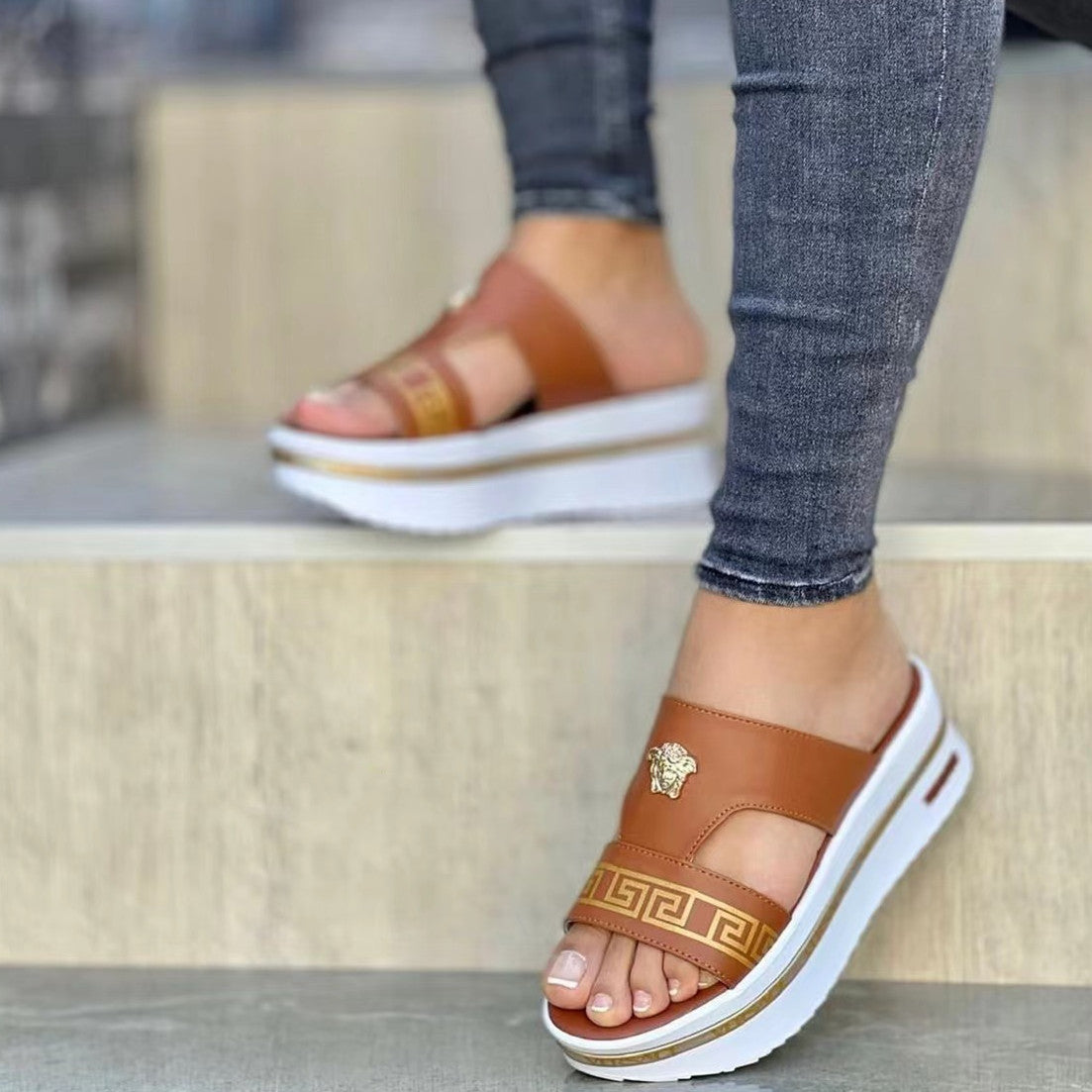 Women Slip On Wedge Sandals