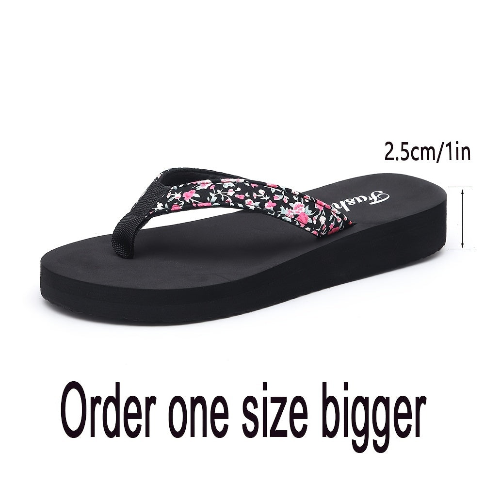 Women's Lightweight Flower Print Platform Sandals - Elevate Your Casual Style