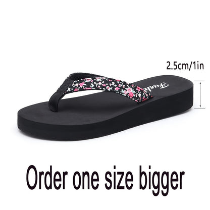 Women's Lightweight Flower Print Platform Sandals - Elevate Your Casual Style