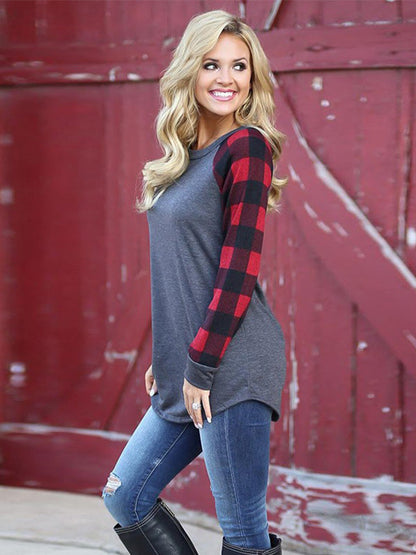 Keep It Cozy Plaid Raglan Sleeve Top