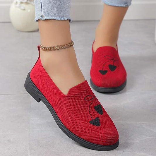 Women's Flat Slip-On Casual Love Fly Woven Breathable Loafers 46054892C