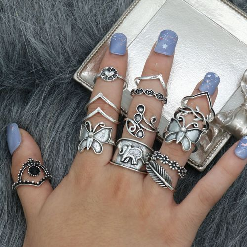 Butterfly Elephant 14PCS Ring Set