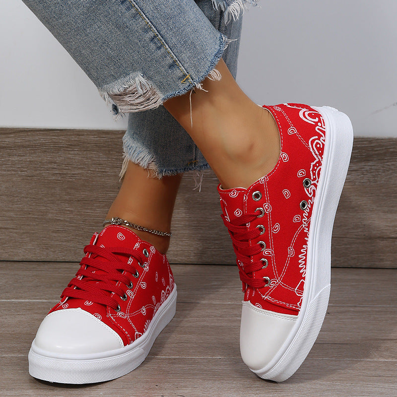 Women's Low-Top Canvas Solid Color Casual Shoes