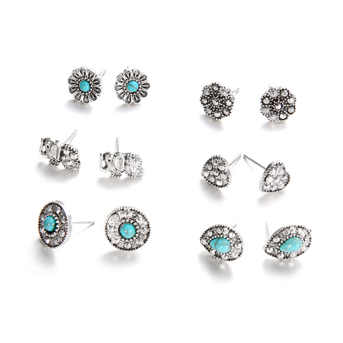 Boho Turquoise Stud Earring Set