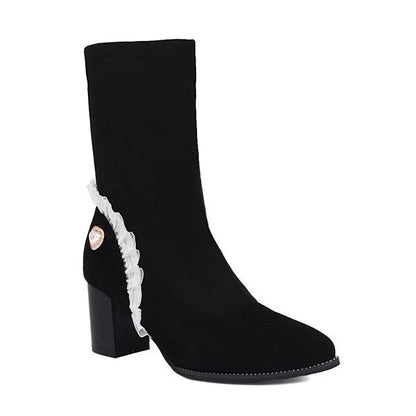 Women's Elegant Lace Heart High Heel Booties 57074446S