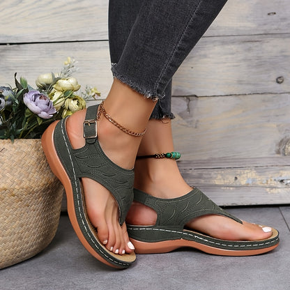 Summer Wedge Sandals for Women - Ankle Buckle Strap