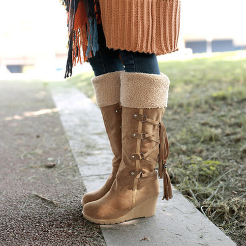 Warm Wedge Heel Snow Knee High Boots