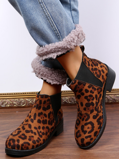 Suede Leopard Print Boots