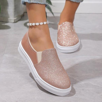 Women's Casual Sequined Slip-on Elastic Flat Sneakers 46205840S