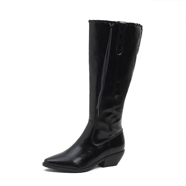 Women's Fashion Drawstring Chunky Heel Long Boots 52044978S