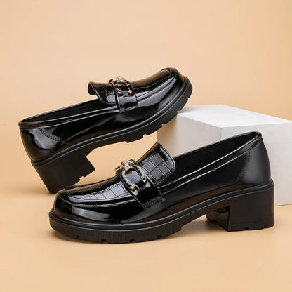 Chic Plus Size British-Inspired Platform Casual Designer Loafers for Office Wear