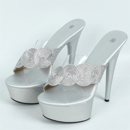 Ultra-Slim Open-Toe High Heeled Slippers for Sizes 34-43 - Chic and Stylish Footwear