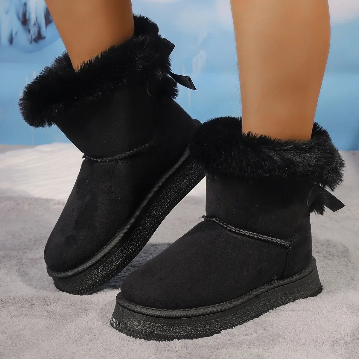 Stylish Winter Plush Cotton Platform Boots for Women - 2024 Non-Slip Warm Footwear for Cold Weather